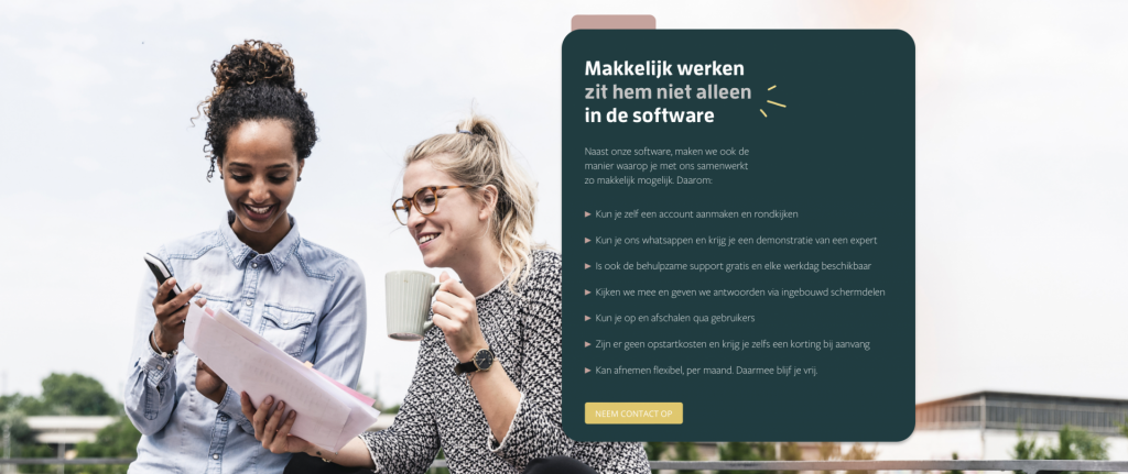 Voordelen Cliendo website Voordelen Cliendo en twee blije overleggende vrouwen