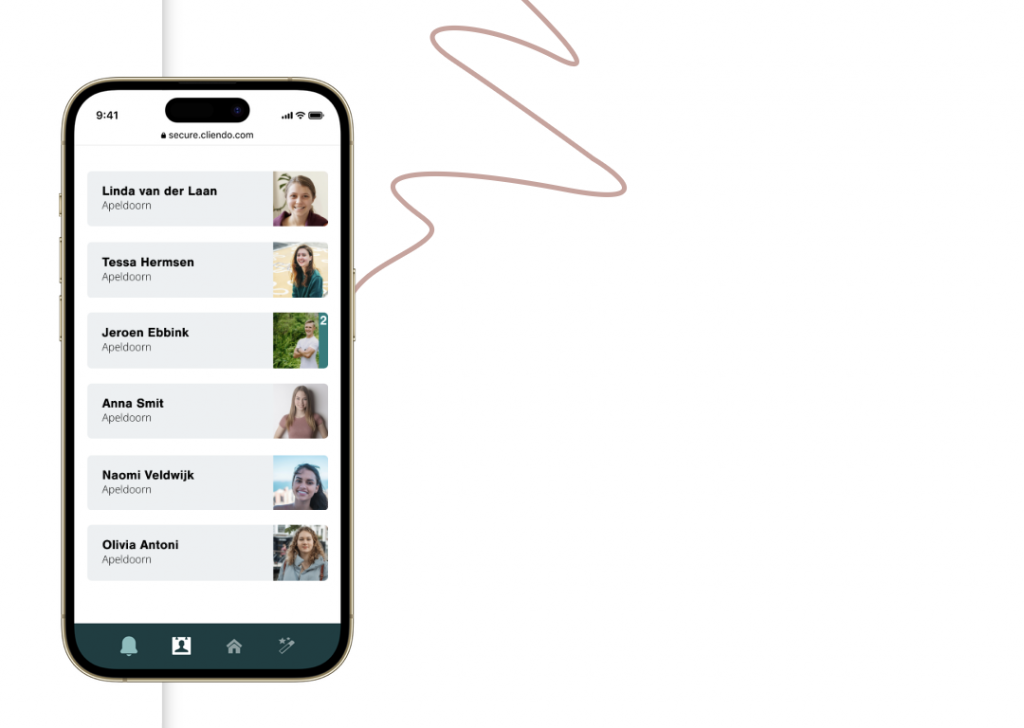 Cliendo Mobile cliëntenoverzicht Cliendo Mobile (ECD) cliëntenoverzicht telefoon mobiel